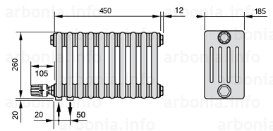 Схема (чертеж) Радиатор Arbonia 5026/10 №69 твн